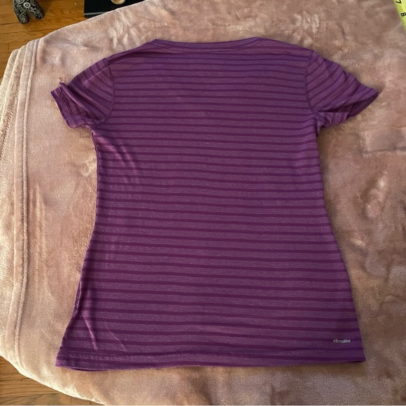 Adidas Ultimate TShirt Purple Stripes Size Small - Picture 2 of 6